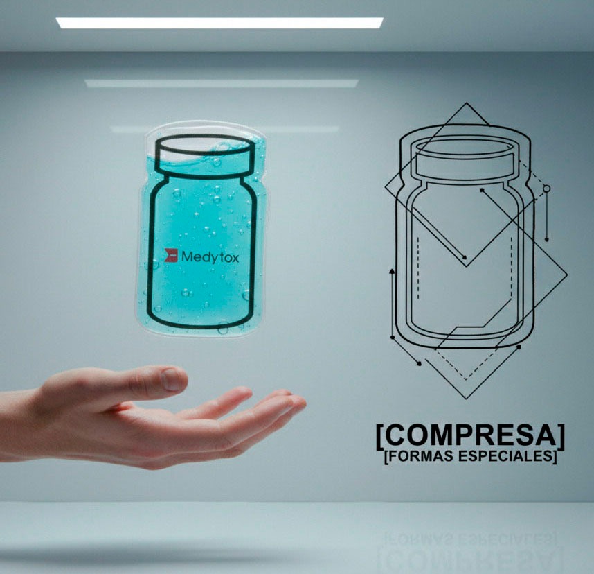 Compresa especial con forma de frasco